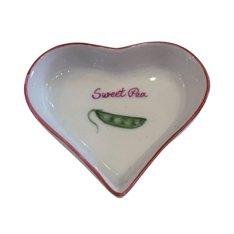 Hand painted porcelain Sweet Pea Heart Dish