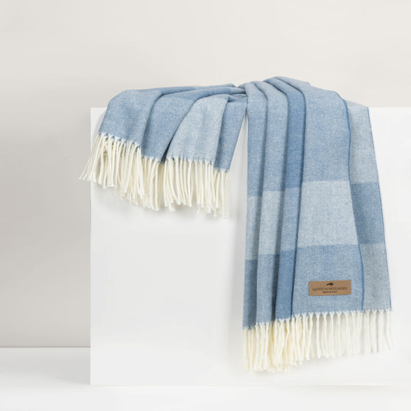 Hampton Plaid Herringbone Throw - Denim