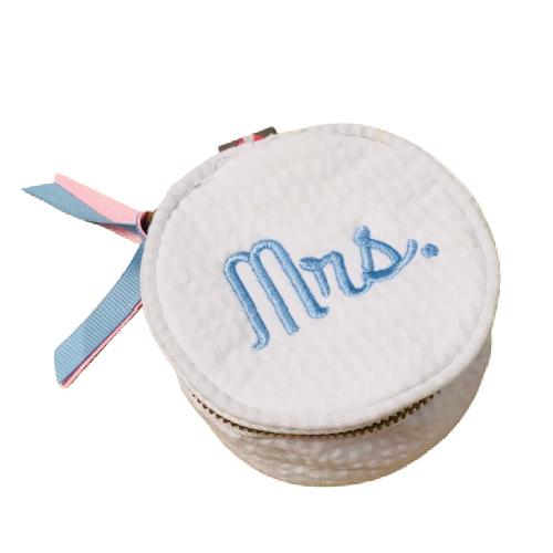 Seersucker Jewelry Round - White - Monogram or Personalize