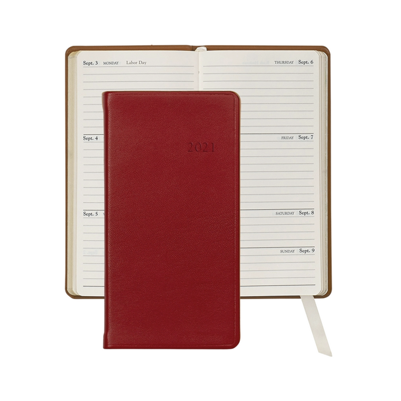 6-inch Pocket Datebook - Red Leather
