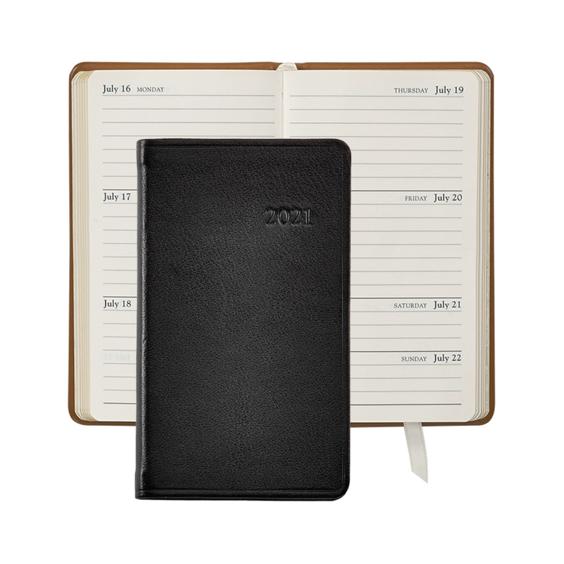 6-inch Pocket Datebook - Black Traditional Leather