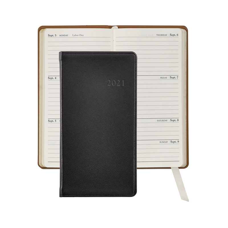 6-inch Pocket Datebook - Blackl Leather